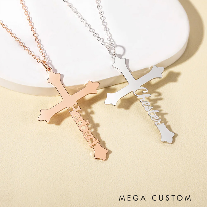 Personalized Cross Name Necklace Dainty Jewelry Baptism Prayer Day Gift for Women Christian