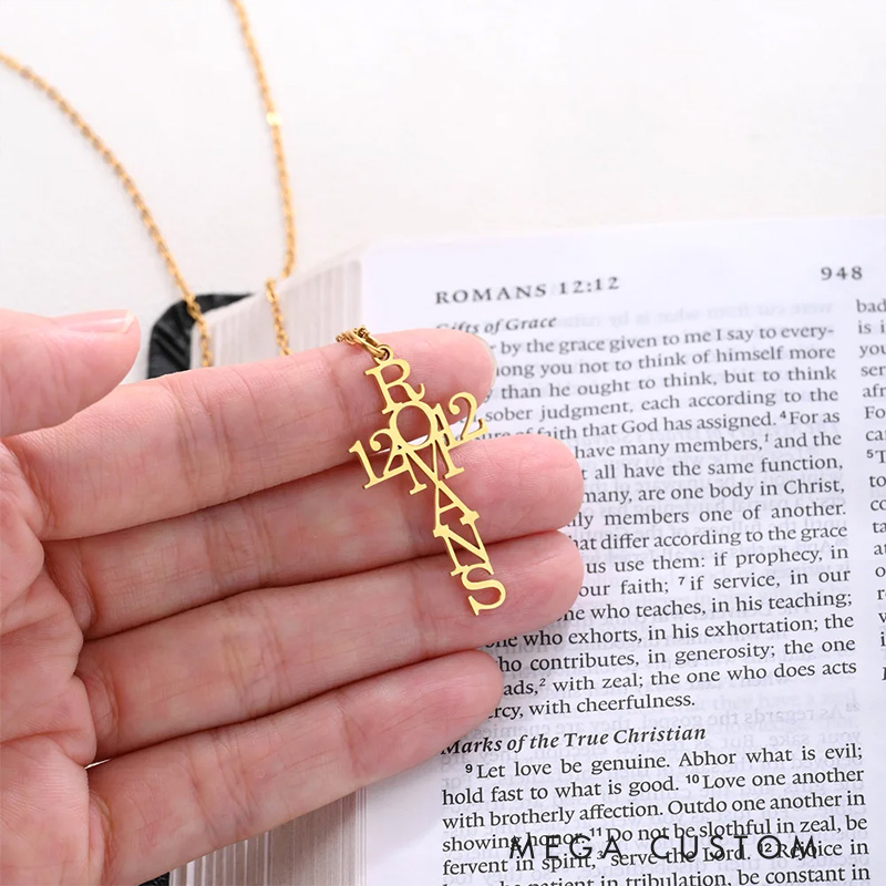 Personalized Psalm Bible Verse Cross Necklace Dainty Jewelry Birthday Gift Religious Gift Baptism Gift for Women Christians
