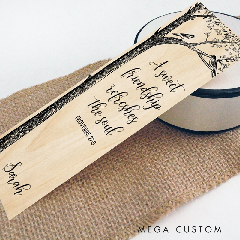 Personalized Wood Bookmark for Best Friend Proverbs 27 Christian Gift for Birthday Unique Gifts for Long Distance Book lover