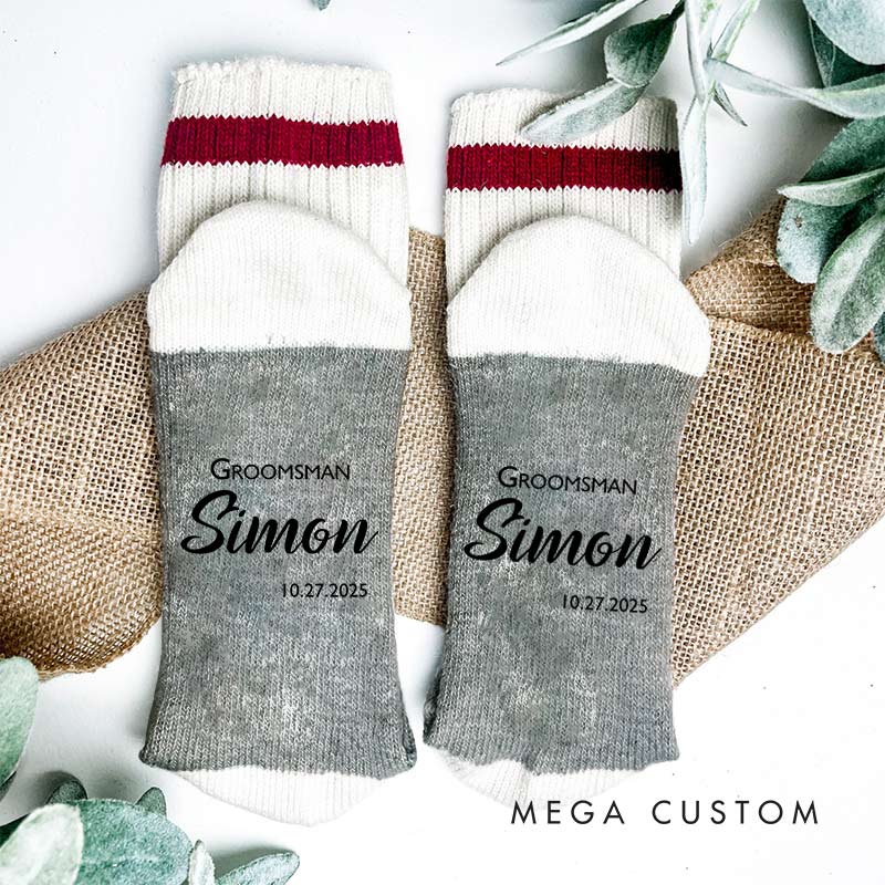 Personalized Groom Wedding Party Socks Groomsman Best Man Gift Socks