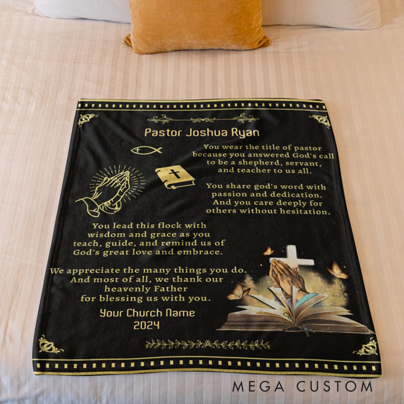 Personalized Pastor we Appreciate you Soft Throw Blanket with Name and Year Home Decor Personalized Gift for Pastors on Pastor Appreciation Month