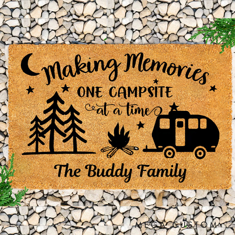 Personalized Making Memories One Campsite Outdoor Doormat for Outdoor RV Camping Lovers Gift 