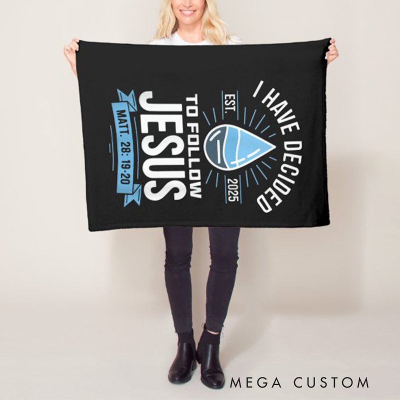 Personalized i Have Decided to Follow Jesus Soft Throw Blanket with Year Home Decor Baptism Gift Christian Gift