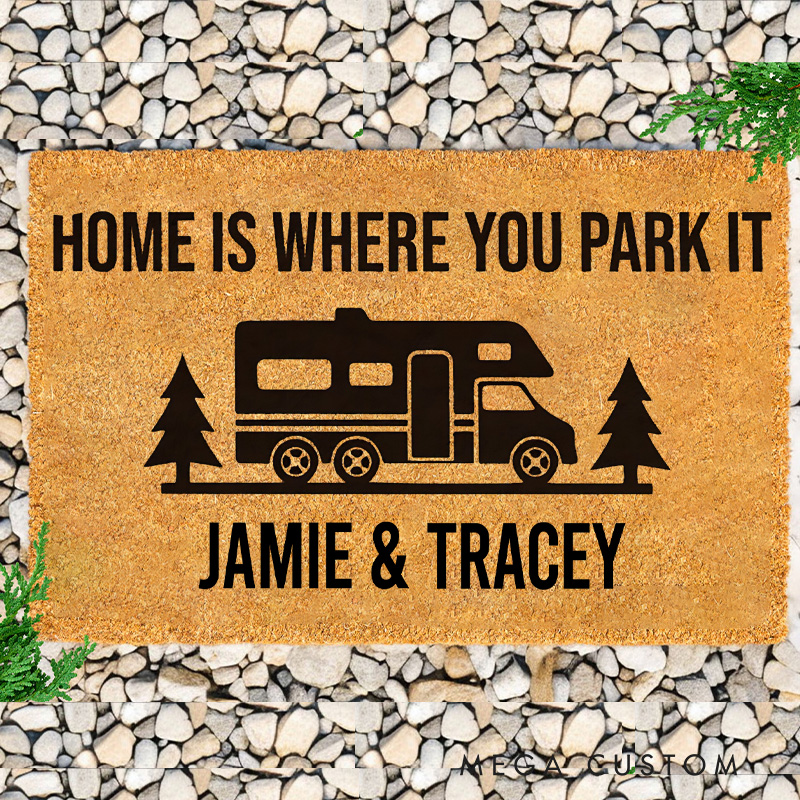 Personalized RV Adventures Outdoor Enthusiasts Doormat Family Door Mat for Hiking Traveling Lovers Gift  