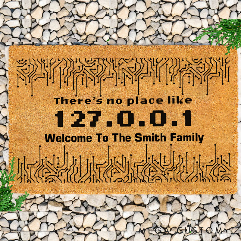 Personalized Geeky Welcome Door Mat There's No Place Like 127.0.0.1 Doormat Home Computer Programmer Doormat Gift for Nerd