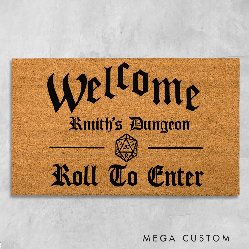 Personalized Welcome Roll to Ente Door Mat Game Enthusiast Doormat Gift for Nerd Geek
