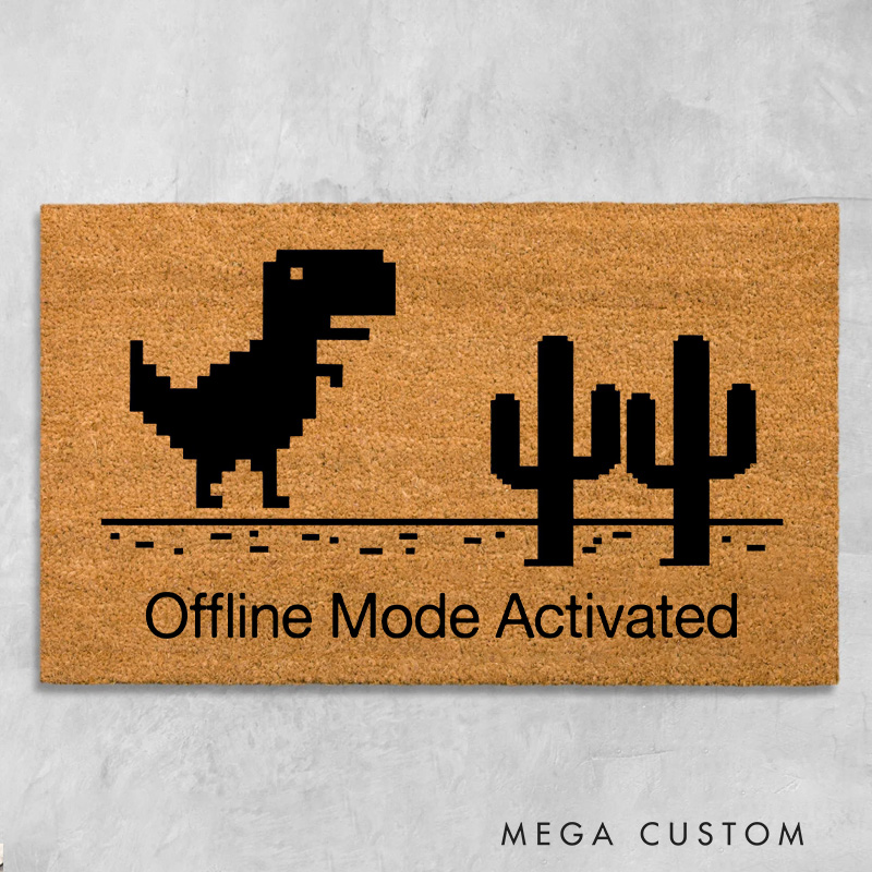 Personalized T Rex in the Desert Door Mat Game Video Game Scene Doormat Technology Gamers Enthusiasts Door Mat Gift for Nerd Geek