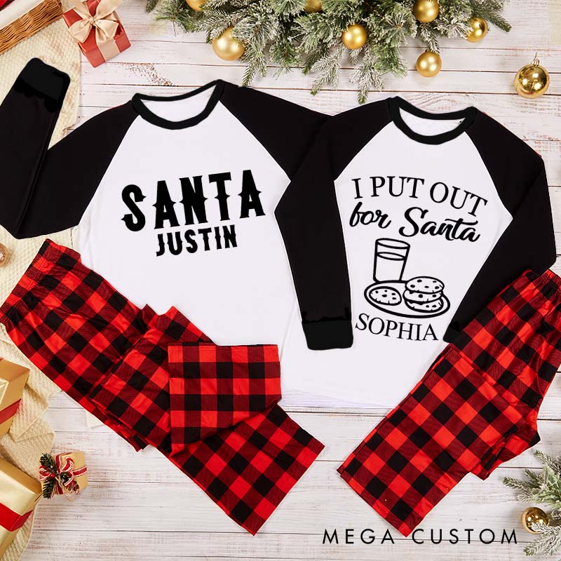 Personalized Couple Santa and I Put Out for Santa with Cookie Xmas Matching Pajamas Christmas Matching Pjs for Husband Wife Boyfriend Girlfriend