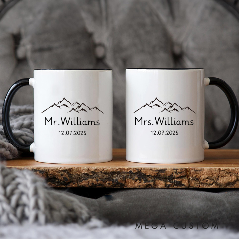 Personalized Couple Mug Newlywed Coffee Mug Mr and Mrs Gift Ceramic Cup For Her Him Anniversary Mug For Couple
