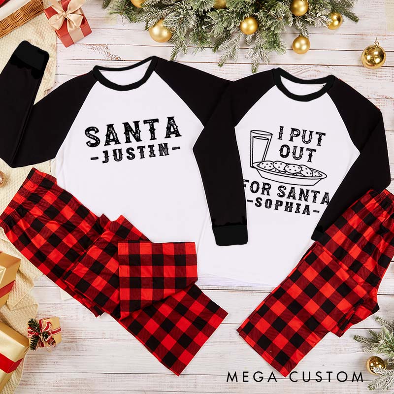Personalized Couple Retro Santa and I Put Out for Santa Xmas Matching Pajamas Christmas Matching Pjs for Husband Wife Boyfriend Girlfriend