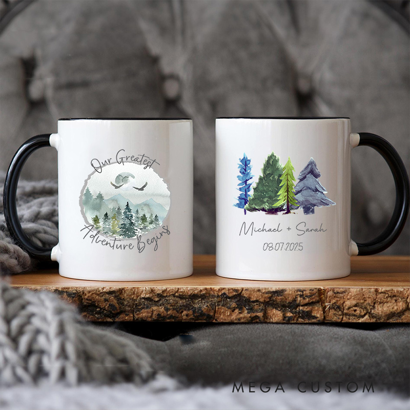 Personalized Adventure-Themed Wedding Mug Anniversary Couple Coffee Cup for Her Him Ceramic Cup for Couple Newlyweds