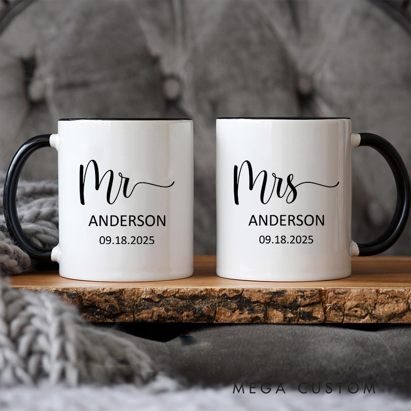 Personalized Elegant Mugsmr & Mrs Wedding Mug Ceramic Coffee Cup For Her Him Anniversary Couple Mug For Newlyweds