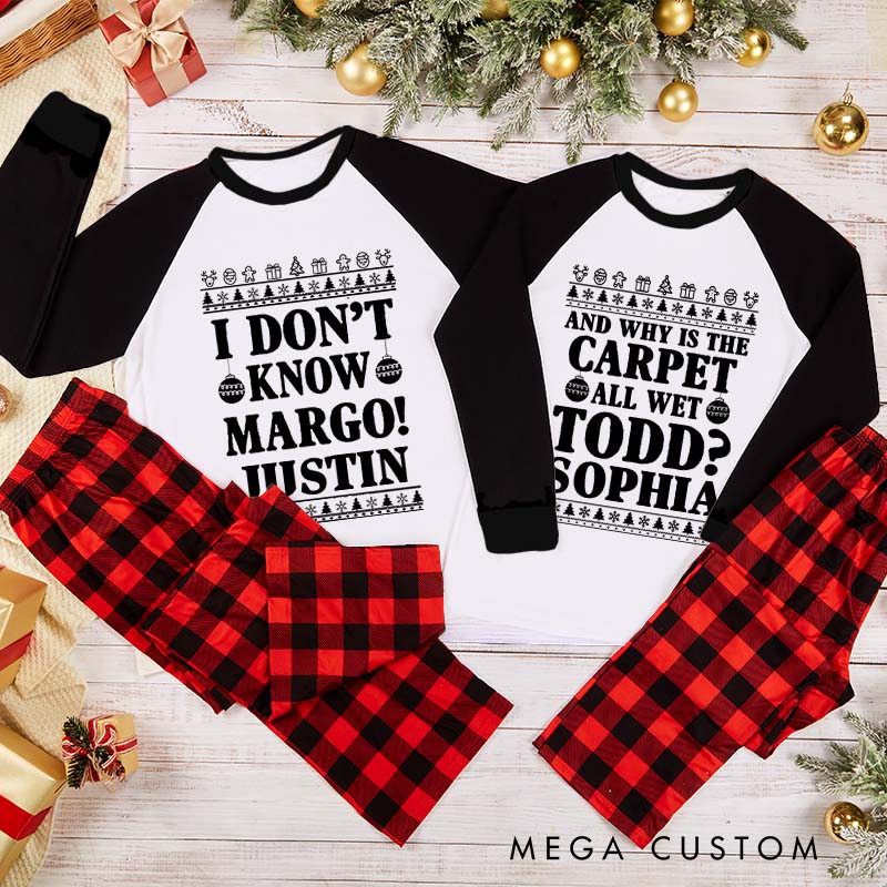 Personalized Humor Couple Why Is the Carpet All Wet and I Don’t Know Xmas Pajamas Christmas Matching Pjs for Husband Wife Boyfriend Girlfriend
