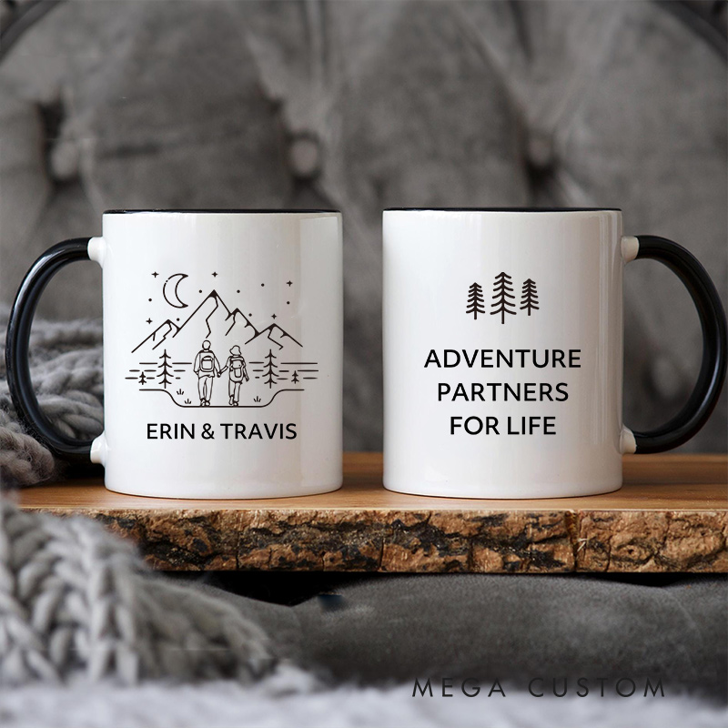 Personalized Adventure Partners for Life Mug Couple Mug for Her Him Newlywed Present Ceramic Mug Anniversary Gift