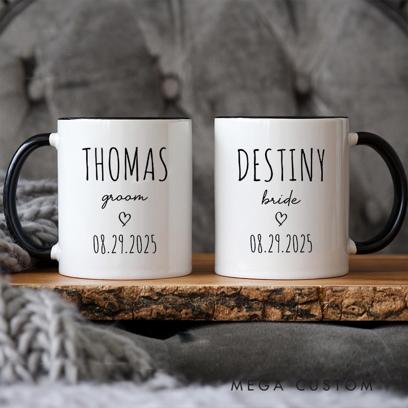 Personalized Bride Groom Wedding Mug Couple Ceramic Mug for Husband Wife Wedding Gift Mug for Newlywed