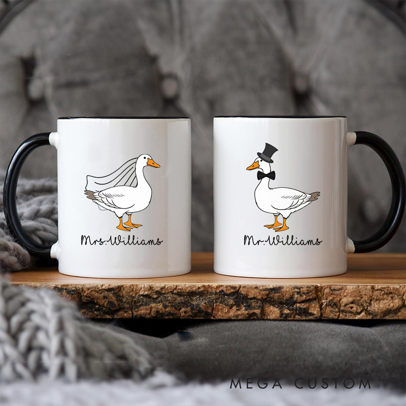 Personalized Mr. & Mrs. Goose Wedding Mug Wedding Gift Mug for Husband Wife Couple Ceramic Mug for Newlywed