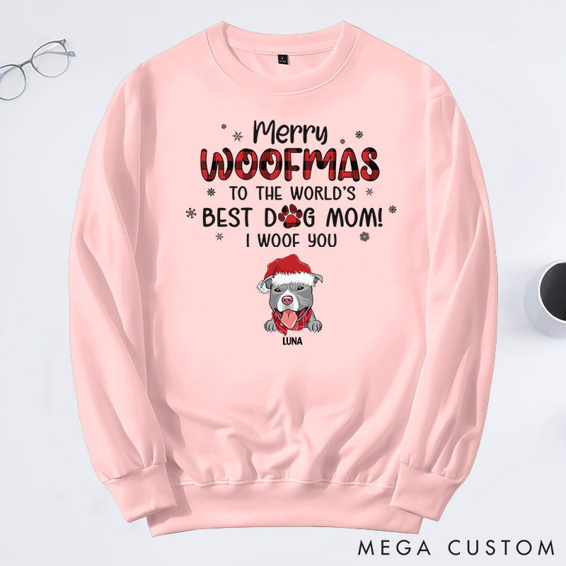 Personalized Dog Lover We Woof You A Merry Woofmas Mom Version Sweatshirts