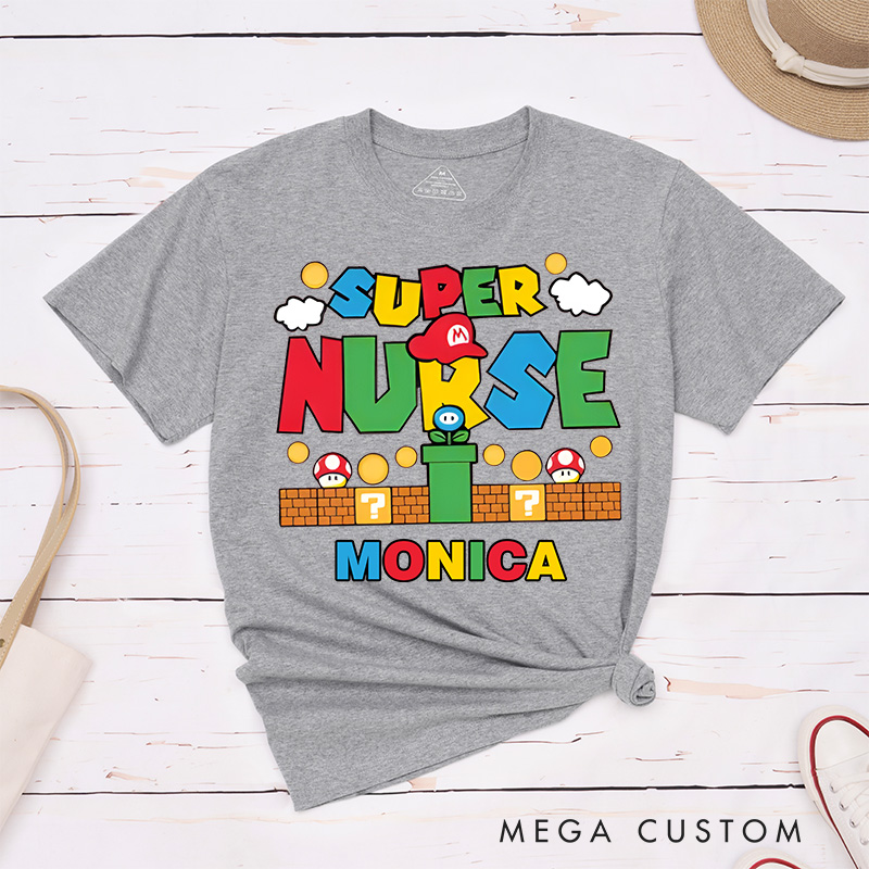 Personalized Nurse T-Shirts Super Nurse Hero of Care Fashion Design T-Shirts