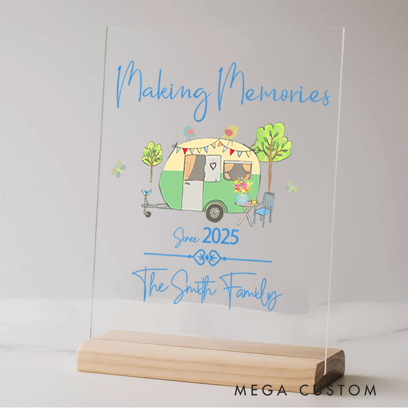 Personalized Family Camping Outdoor Enthusiasts Table Decor for Traveling Hiking RV Lovers Gift   