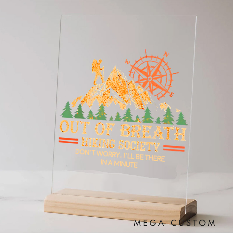 Personalized Out of Breath Hiking Society Adventure Table Decor for Camping Traveling Lovers Gift   