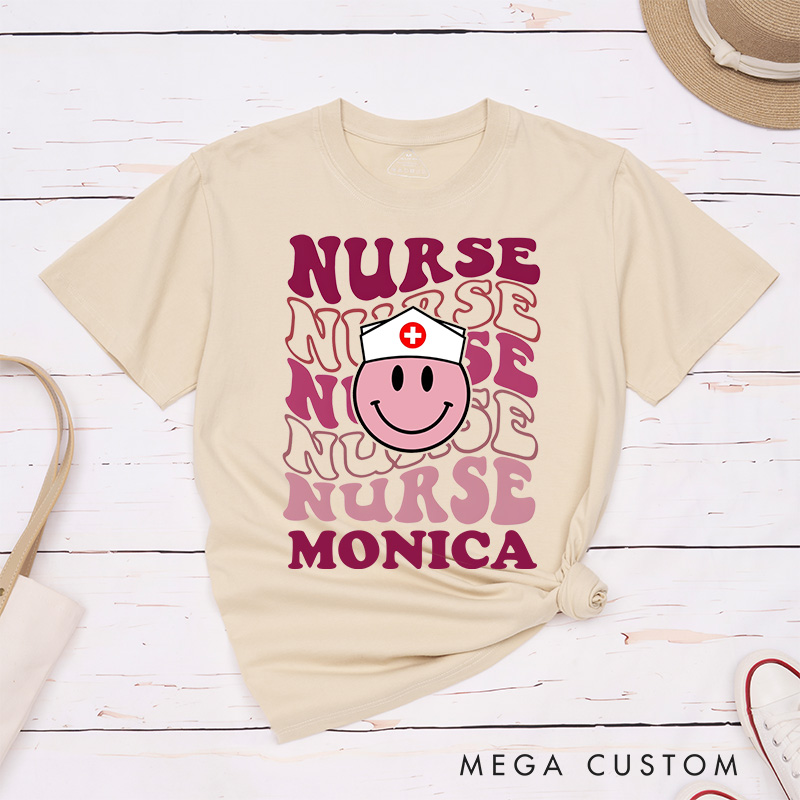 Personalized Nurse T-Shirts Smiling Nurse Pride Fashion Design T-Shirts