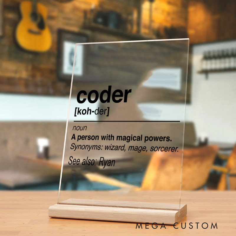 Personalized Coder Table Decor for Programmer Computer Engineer Geek Nerd Gift