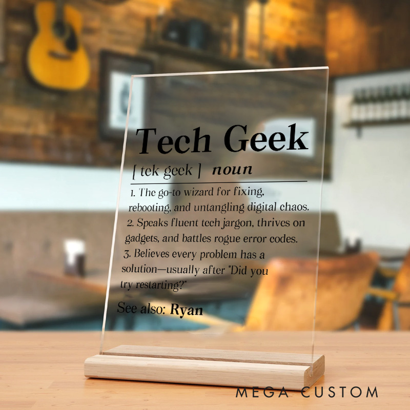 Personalized Tech Geek Traits Table Decor for Programmer Computer Technology Engineer Geek Gift
