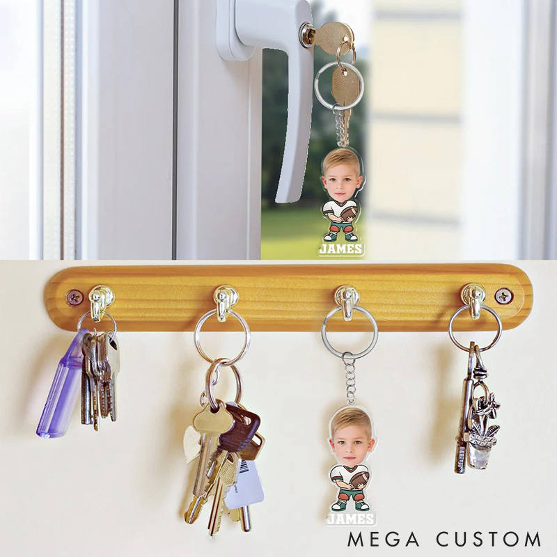 Personalized American Football and Rugby Ornament with Custom Photo and Name Design  