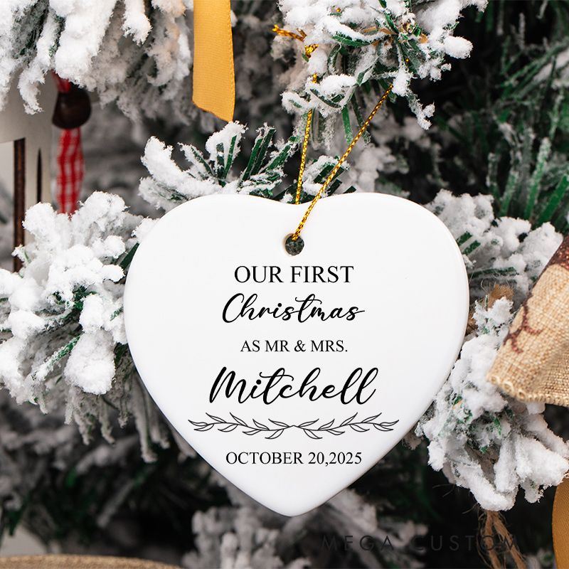 Personalized Our First Christmas as Mr and Mrs Ornament Couple 1st Christmas Ornament for Couple Mr and Mrs Family Xmas Home Decor Ornament