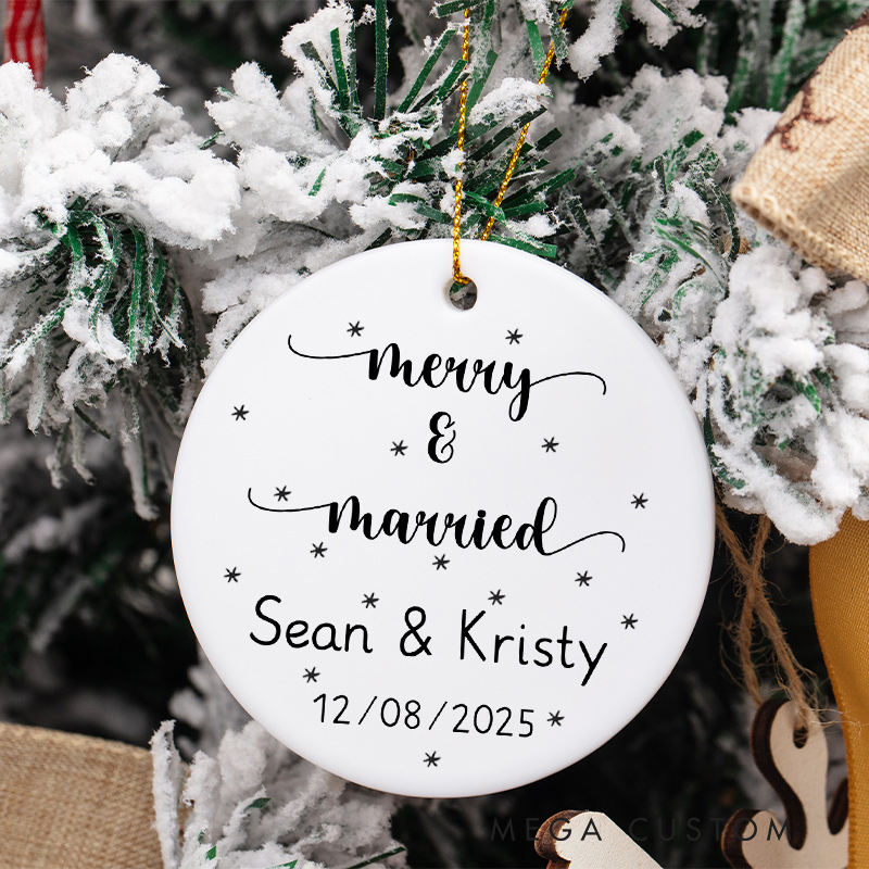Personalized Merry and Married Christmas Ornament Couple Married Merry Christmas Ornament for Husband Wife Family Xmas Decor Ornament