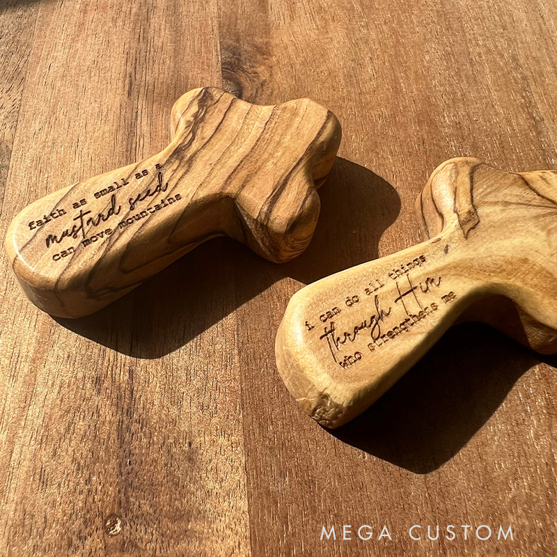 Personalized Scripture Olive Wood Pocket Cross Prayer Wooden Decoration Prayer Comfort Hand Holding Cross Gift Religious Gift Christian Gift 