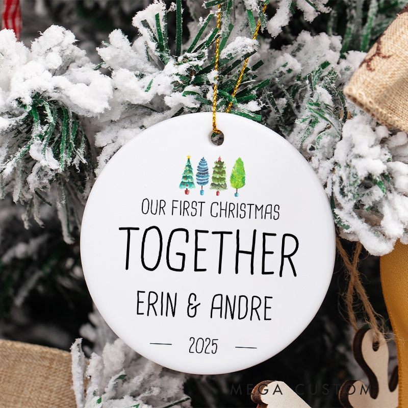 Personalized Our First Christmas Together Ornament with Festive Trees Couple Christmas Ornament for Him Her Husband Wife Xmas Decor Ornament