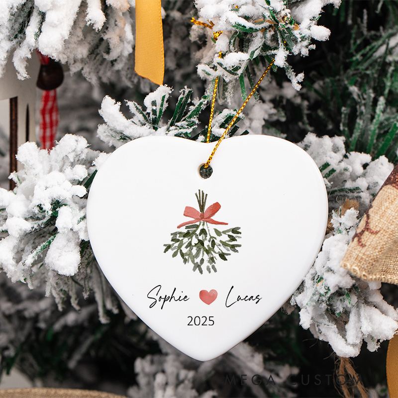 Personalized Mistletoe Christmas Ornament Couple Christmas Ornament for Him Her Husband Wife Xmas Decor Ornament
