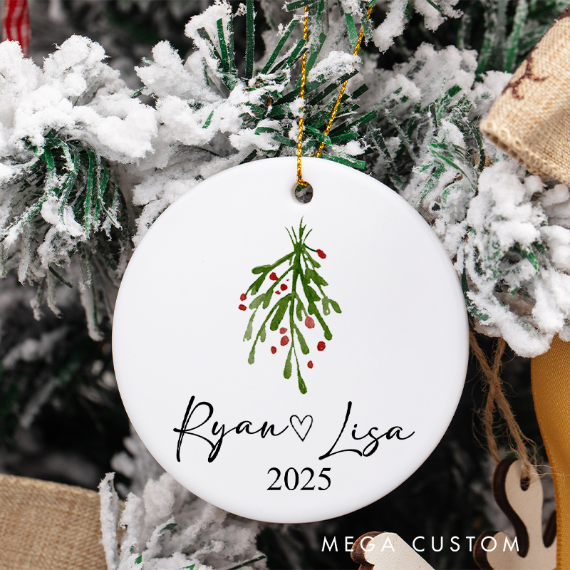 Personalized Mistletoe Christmas Ornament for Couple Christmas Ornament for Him Her Husband Wife Xmas Decor Ornament