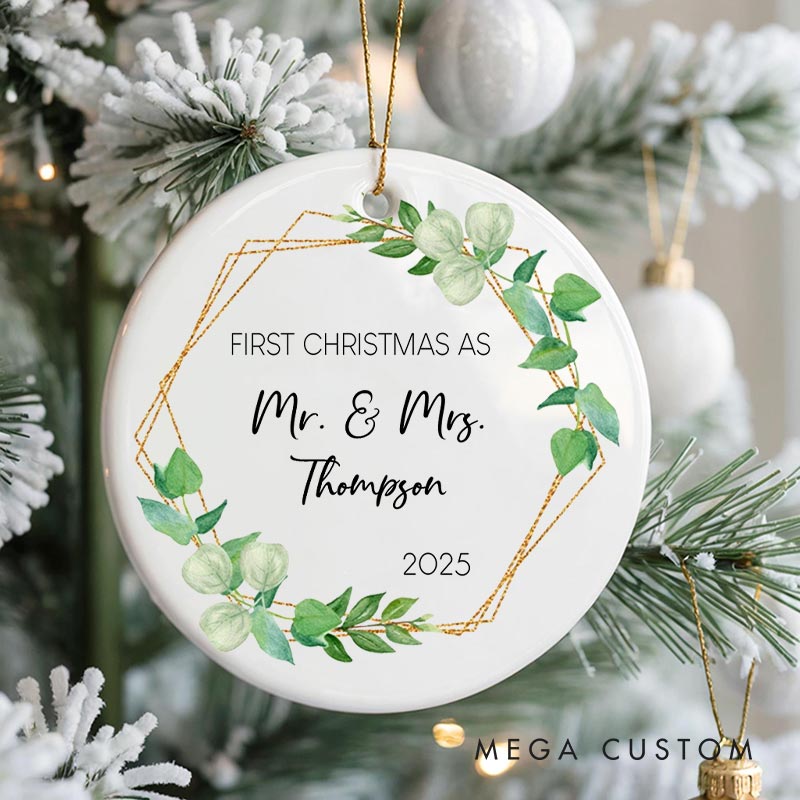 Personalized First Christmas as Mr and Mrs Ornament Couple Christmas Ornament for Him Her Husband Wife Xmas Decor Ornament