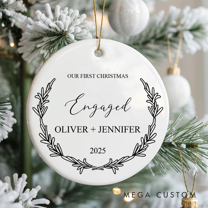 Personalized Our First Christmas Engaged Ornament Couple Engagement Christmas Ornament for Him Her Xmas Decor Ornament