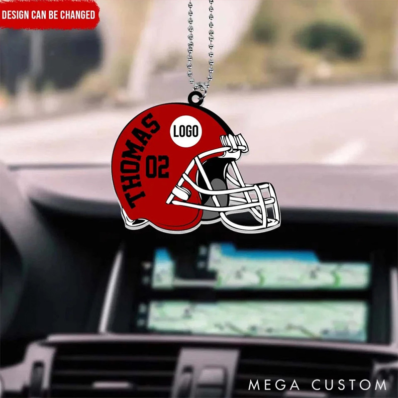 Personalized American Football Ornament with Customizable Name and Number for Sports Fans and Unique Decorations