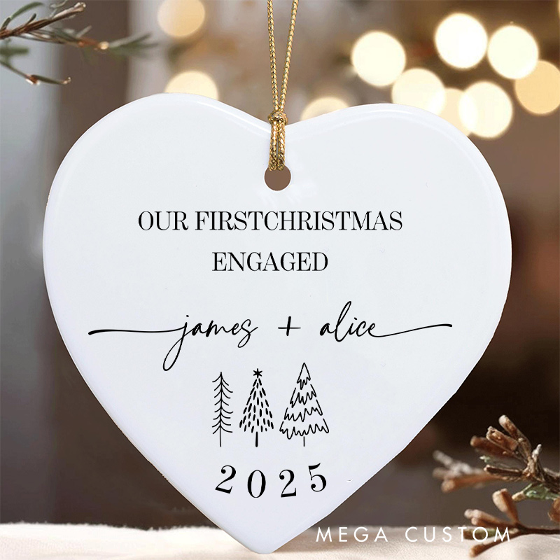 Personalized Our First Christmas Engaged Ornament Couple Engagement Christmas Ornament for Husband Wife Xmas Decor Ornament
