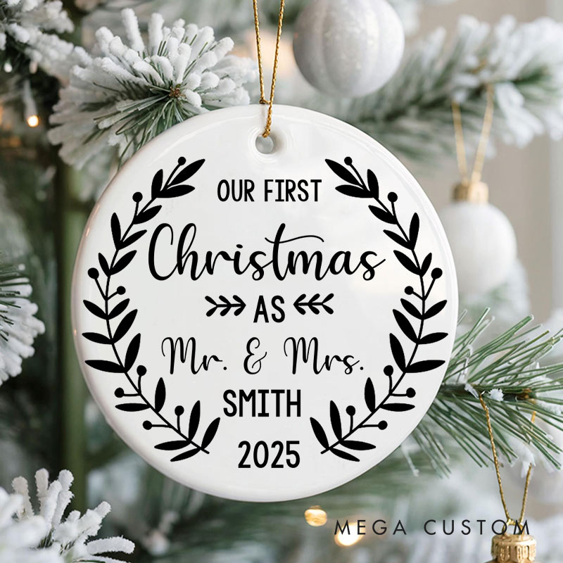 Personalized Our First Christmas as Mr and Mrs Ornament Couple Christmas Ornament for Him Her Husband Wife Xmas Decor Ornament