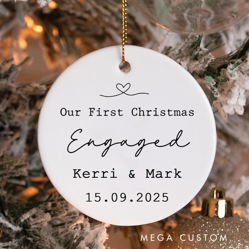 Personalized Our First Christmas Engaged Ornament Couple Engagement Christmas Ornament for Him Her Xmas Decor Ornament