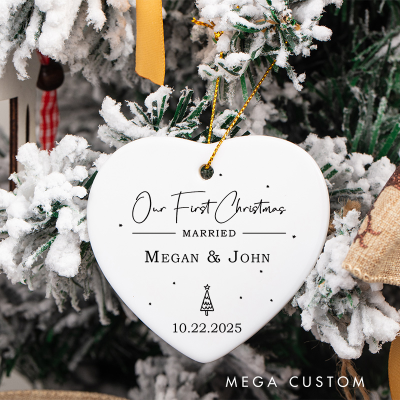Personalized Our First Christmas Married Ornament Couple Married Christmas  Ornament for Husband Wife Him Her Xmas Decor Ornament
