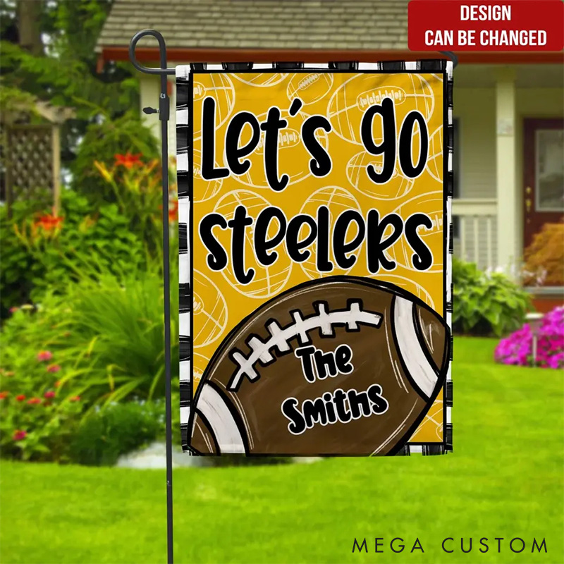 Personalized American Football and Rugby Garden Flag with Custom Your Team Name and Text