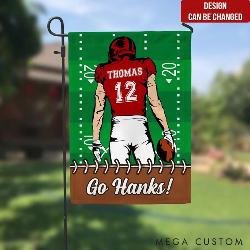 Personalized American Football Garden Flag with Custom Your Name and Number