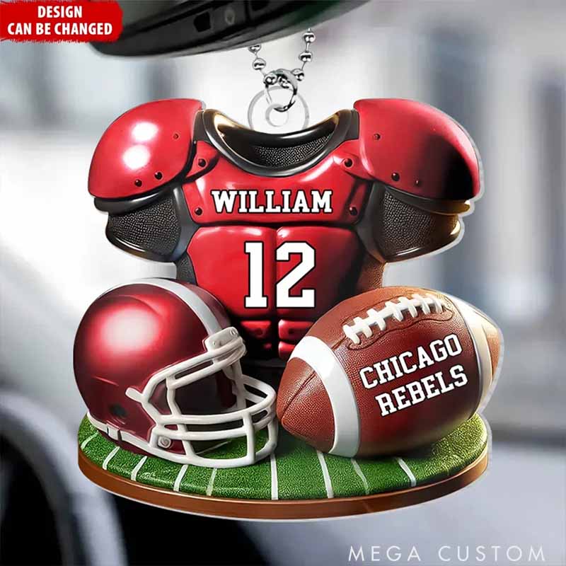 Personalized American Football Design Ornament with Custom Team Name, Player Name and Number