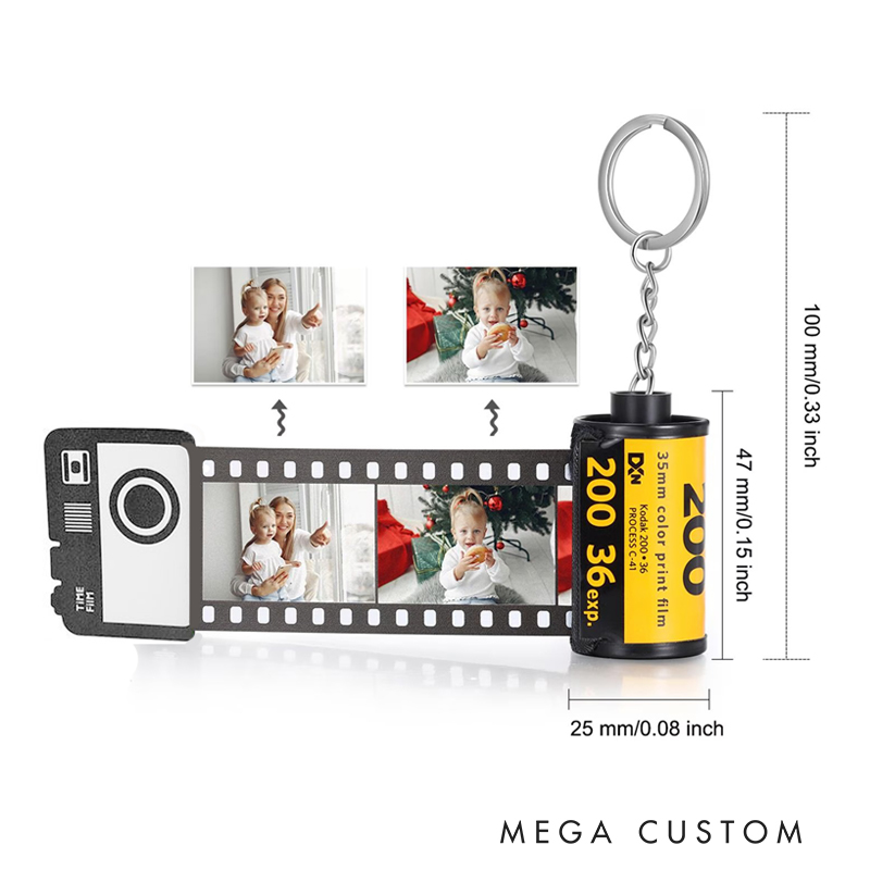Personalized Photo Keychain Film Roll Camera Roll Keyring Custom Camera Film Keychain Anniversary Gift for Him for Photography Lovers Memory Gift