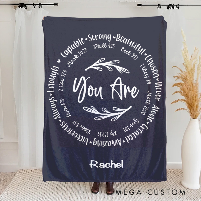 Personalized you are Bible Verse Soft Throw Blanket with Name Religious Home Decor Birthday Gift for Men