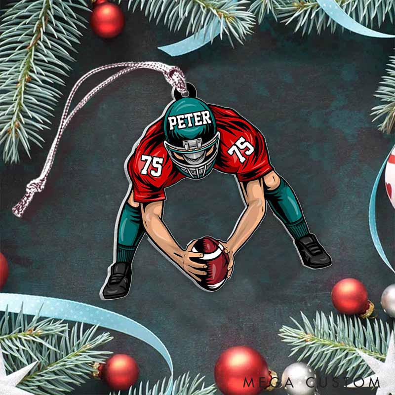 Personalized American Football Design Ornament with Custom Player Name and Number