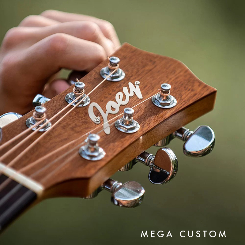 Personalized Metal Guitar Headstock Badge with Name Lettering Badge Birthday Gift for Guitar Lovers