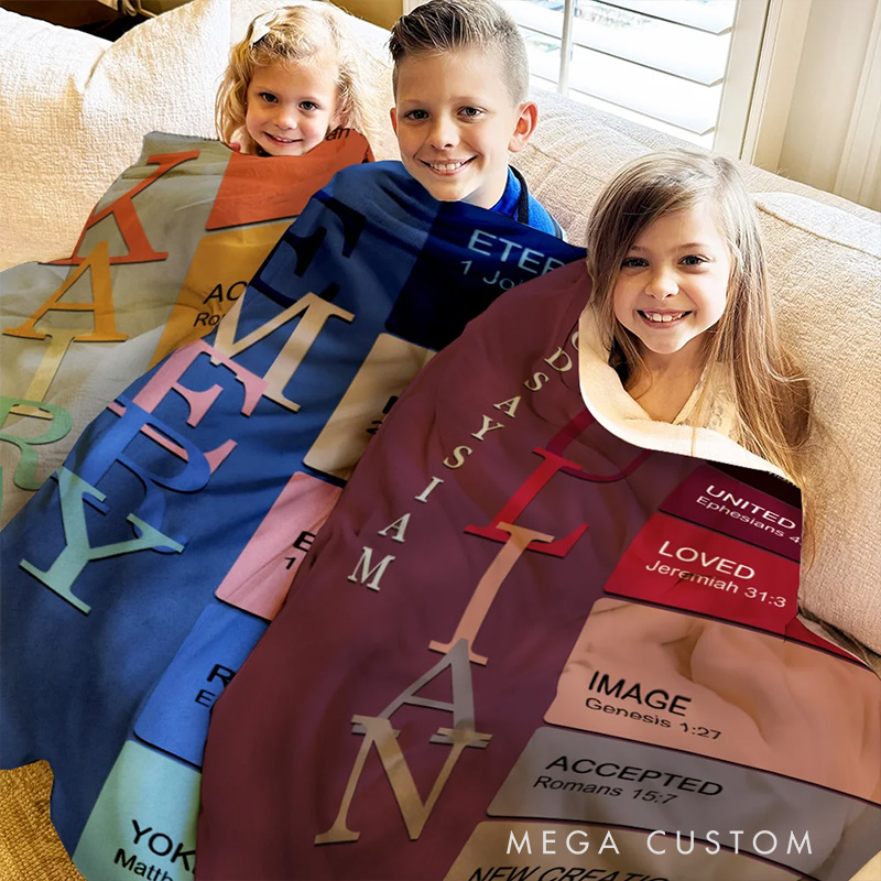 Personalized God Says i am Name Meaning on Bible Verse Colorful Soft Throw Blanket Religious Gift for Christians