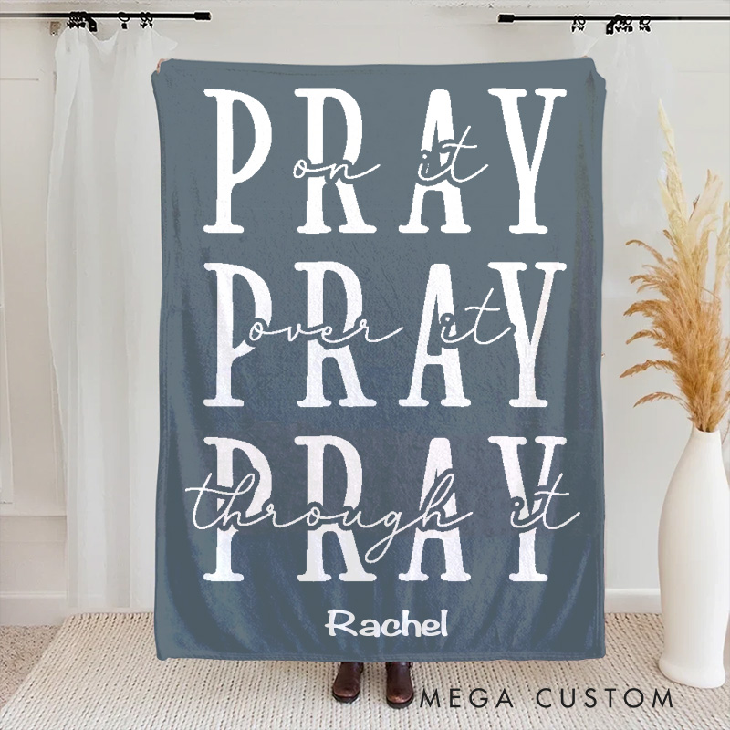 Personalized Pray it Soft Throw Blanket with Name Religious Home Decor Birthday Gift for Men